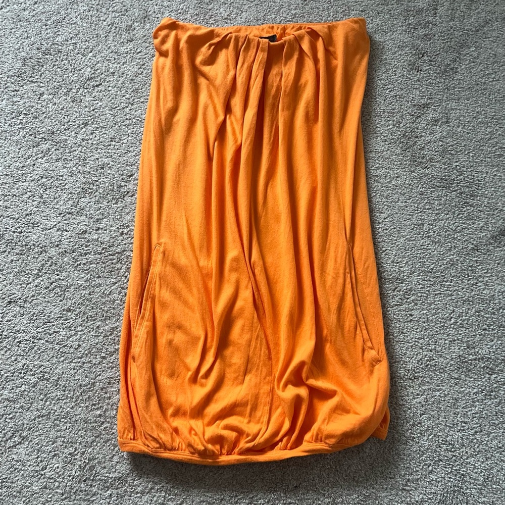 Armani Exchange Brand New Orange Strapless Mini Dress with Two Pockets, Size XS